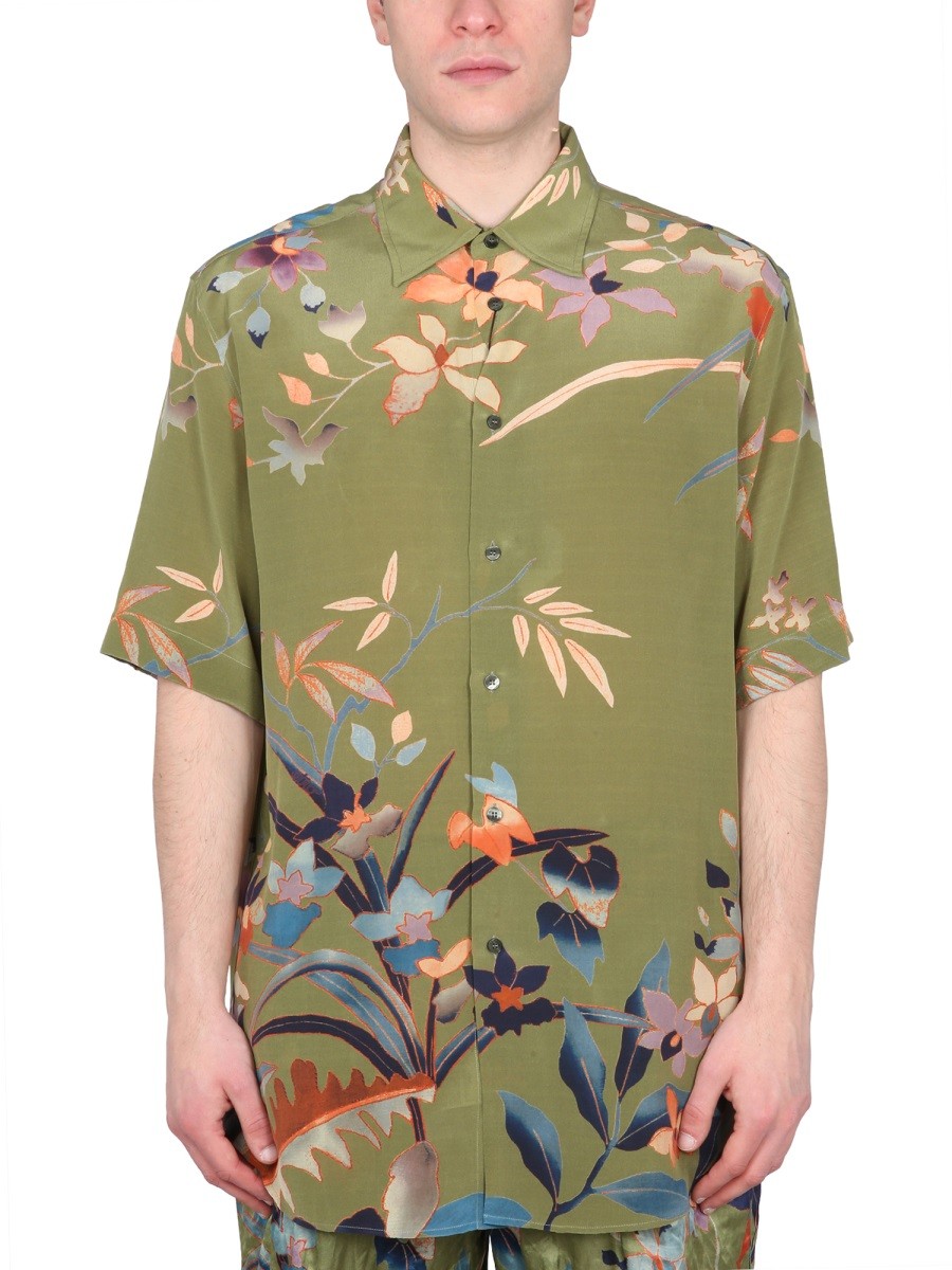 Discover the authentic Etro men's FLOWER PRINT SHIRT in GREEN