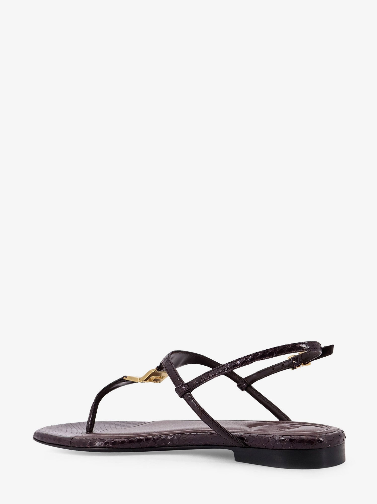 Fold leather sandals with reptile effect - Image 3