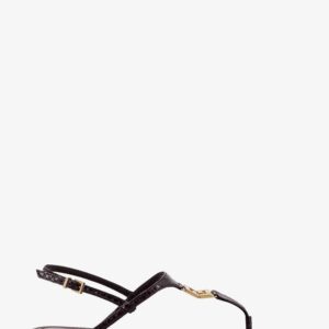 Explore the authentic Fendi women's Fold leather sandals with reptile effect in BLACK PURPLE
