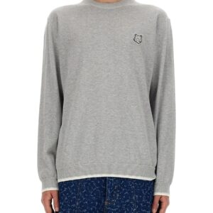 Refresh your wardrobe with the Maison Kitsune men's "FOX HEAD" JERSEY in Grey