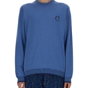 Refresh your wardrobe with the Maison Kitsune men's "FOX HEAD" JERSEY in Azure