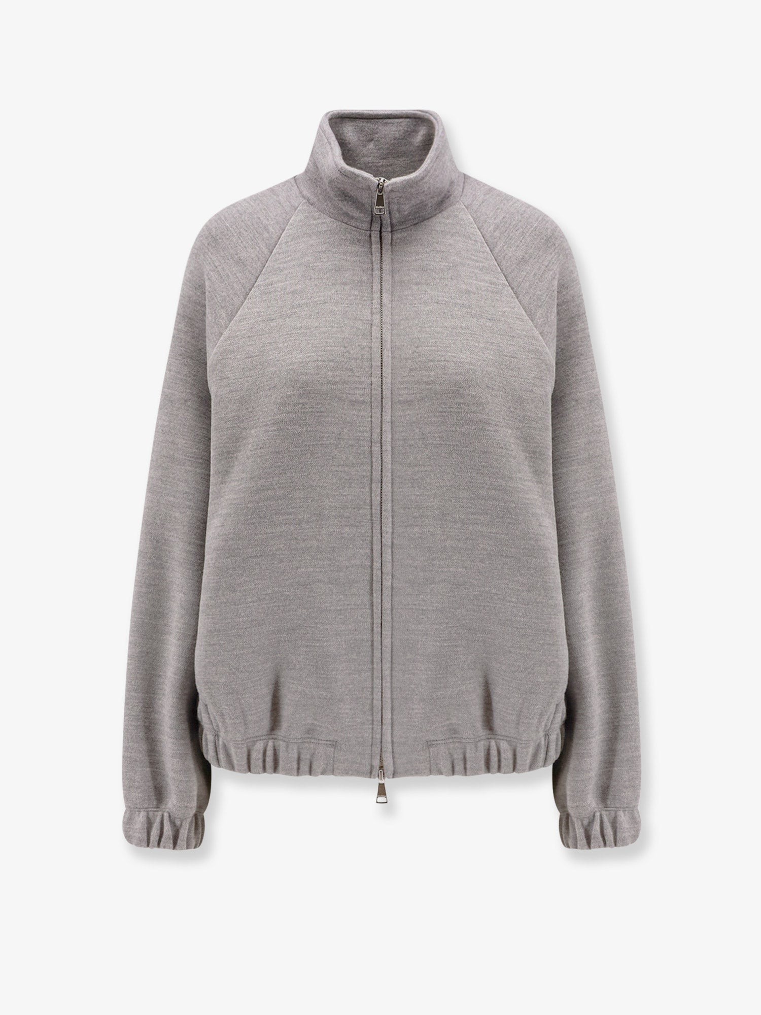 Elevate your look with the Max Mara women's Frine Double Wool-Cotton sweatshirt in Grigio chiaro