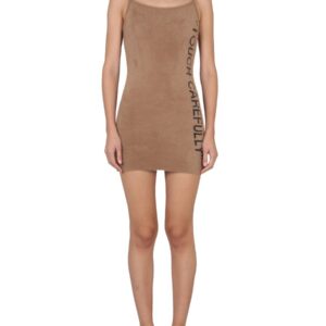 Discover the authentic Off-white women's FUZZY DRESS WITH LOGO in beige