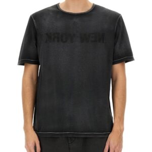 Explore the authentic Helmut Lang men's "GARMENT-DYED NEW YORK" T-SHIRT in Black