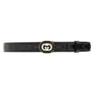 Refresh your wardrobe with the Gucci women's GG CROSS BUCKLE BELT in Black