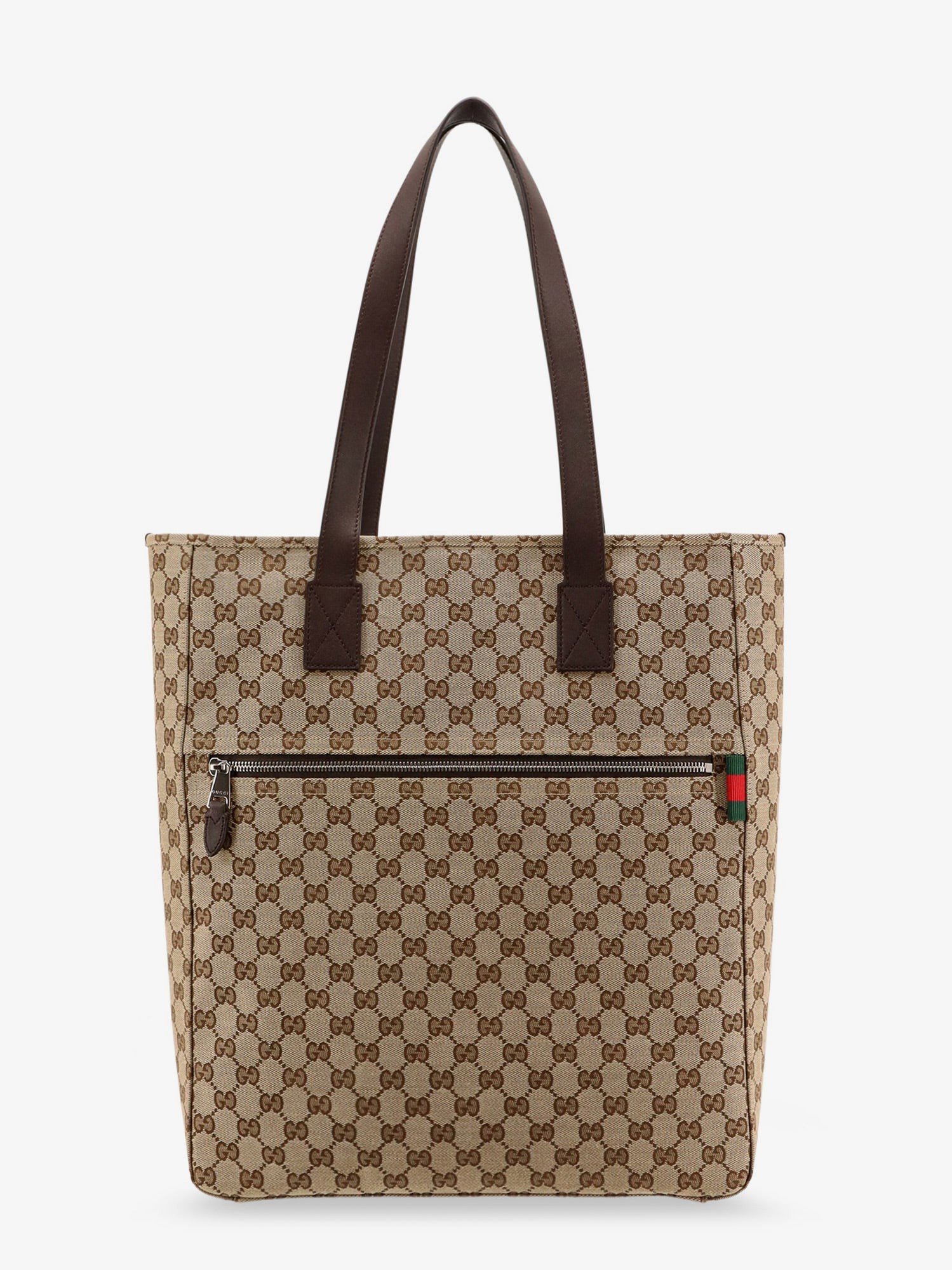 Discover the authentic Gucci men's GG Fabric shopping bag in B.EBONY/COCOA/VRV