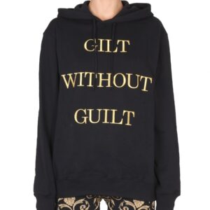 Explore the authentic Moschino women's "GILT WITHOUT GUILT" SWEATSHIRT in Black