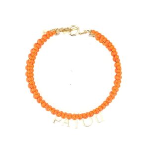 Discover the authentic PATOU women's GLASS AND BRASS BEAD NECKLACE in orange