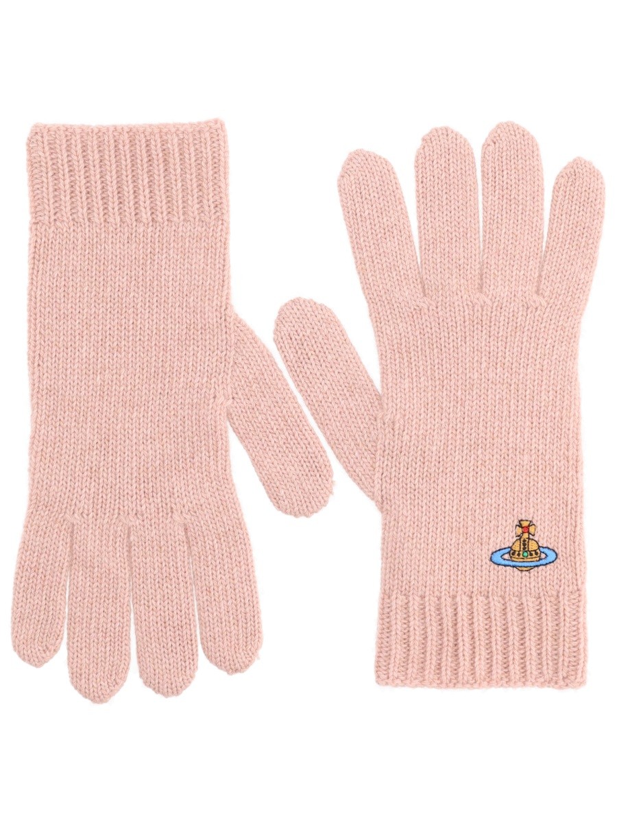 Explore the authentic Vivienne Westwood women's GLOVES WITH ORB EMBROIDERY in Nude