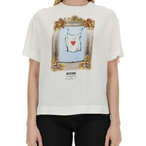 Explore the authentic Moschino women's "GONE WITH THE WIND" T-SHIRT in White