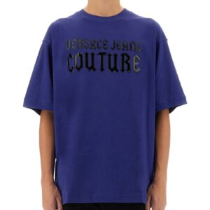 Explore the authentic Versace Jeans Couture men's GOTHIC LOGO T-SHIRT in Blue