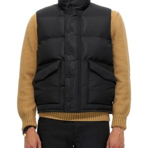 Explore the authentic Alexander Mcqueen men's GRAFFITI LOGO PRINT DOWN VEST in Black