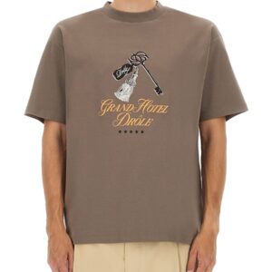 Explore the authentic Drole De Monsieur men's GRAND HOTEL PRINT T-SHIRT in Grey
