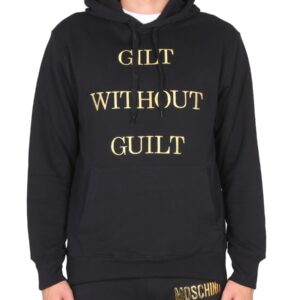 Explore the authentic Moschino men's "GUILT WITHOUT GUILT" SWEATSHIRT in Black