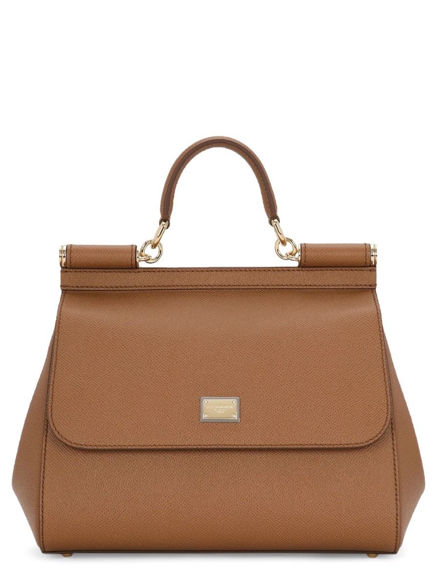 Explore the authentic Dolce & Gabbana women's BORSA A MANO "SICILY" LARGE in Brown