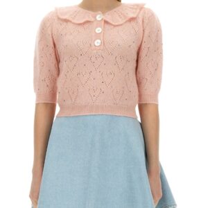 Refresh your wardrobe with the ALESSANDRA RICH women's "HEARTS" JERSEY in Pink