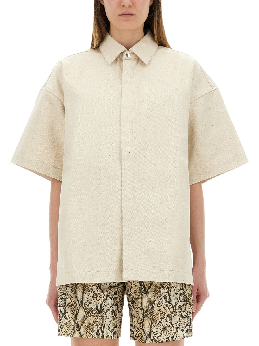 Refresh your wardrobe with the JIL SANDER women's HEAVY COTTON SHIRT in beige
