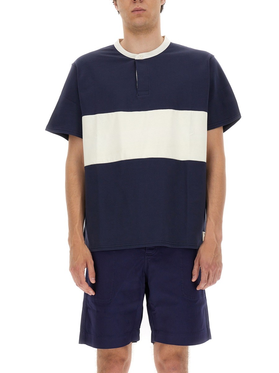 Elevate your look with the UMBRO X YMC men's "HENLEY" T-SHIRT in Blue
