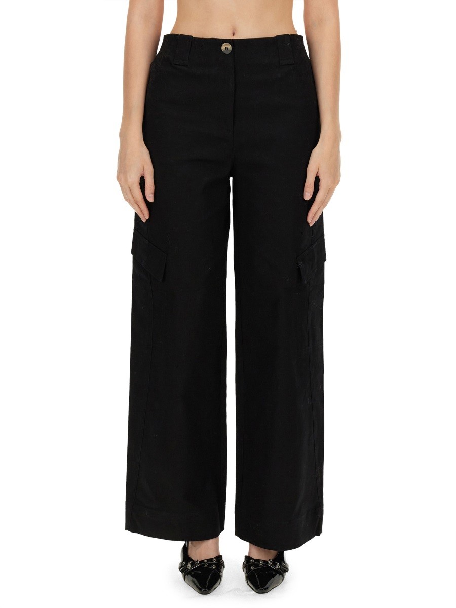 Discover the authentic GANNI women's HERRINGBONE PANTS in Black