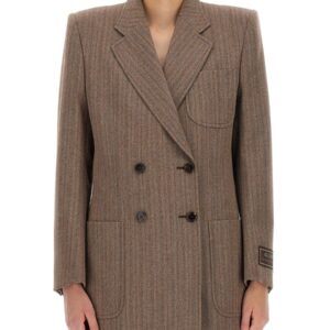 Discover the authentic Gucci women's HERRINGBONE WOOL JACKET in Brown