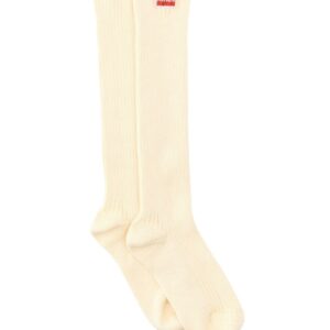 Refresh your wardrobe with the Kenzo women's HIGH SOCKS WITH LOGO PATCH in White