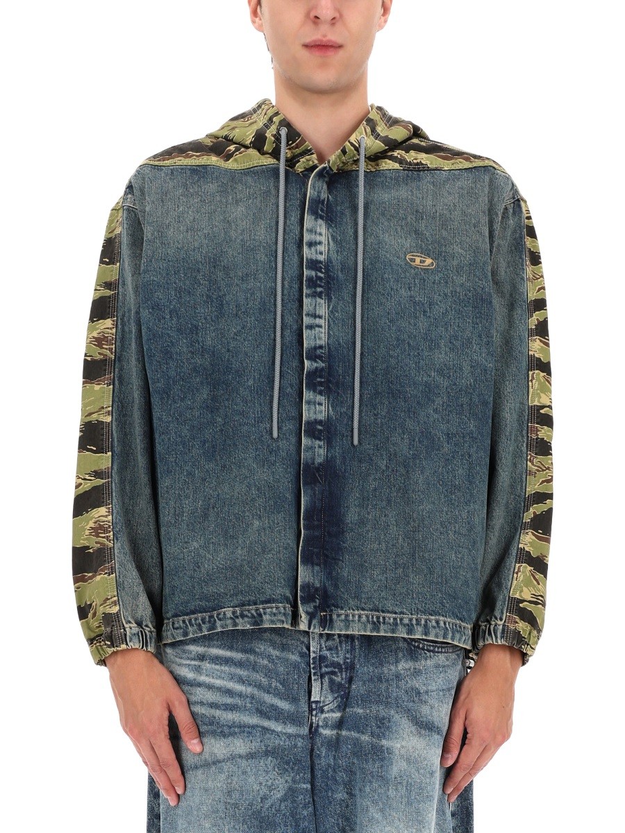 Discover the authentic Diesel men's HOODED JACKET in DENIM
