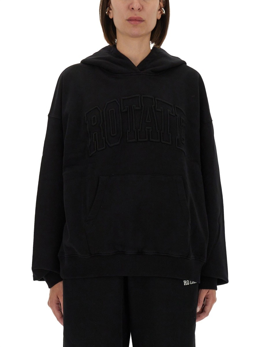 Explore the authentic ROTATE BIRGER CHRISTENSEN women's HOODED SWEATSHIRT WITH LOGO in Black