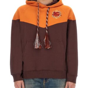 Refresh your wardrobe with the Etro men's HOODED SWEATSHIRT WITH LOGO in orange