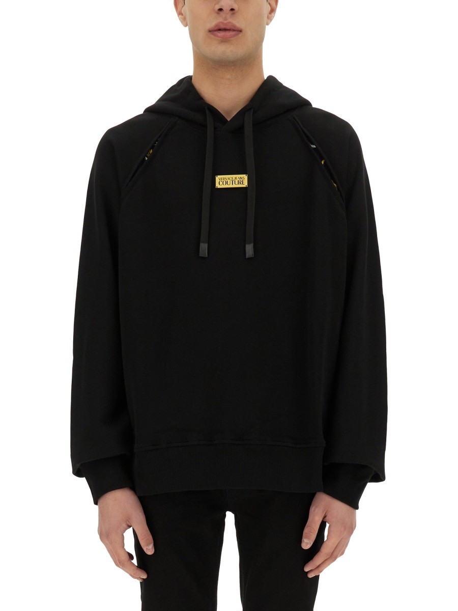 Elevate your look with the Versace Jeans Couture men's HOODIE in Black