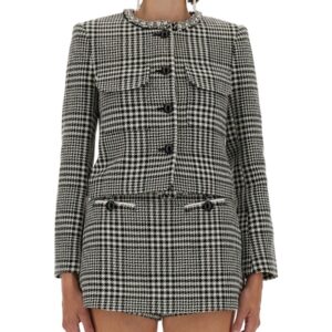 Explore the authentic SELF-PORTRAIT women's HOUNDSTOOTH JACKET WITH CRYSTALS in MULTICOLOUR