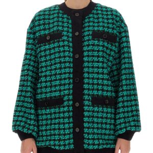 Discover the authentic msgm women's HOUNDSTOOTH TWEED JACKET in GREEN