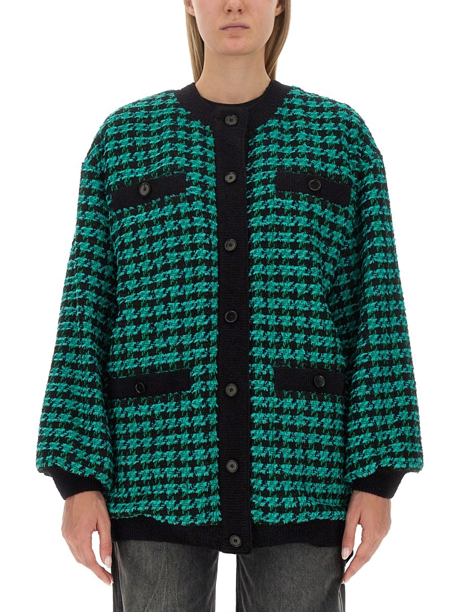 Discover the authentic msgm women's HOUNDSTOOTH TWEED JACKET in GREEN