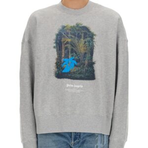 Explore the authentic Palm Angels men's HUNTING IN THE FOREST SWEATSHIRT in Grey