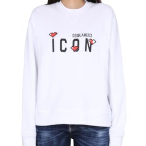 Explore the authentic Dsquared2 women's ICON GAME LOVER SWEATSHIRT in White