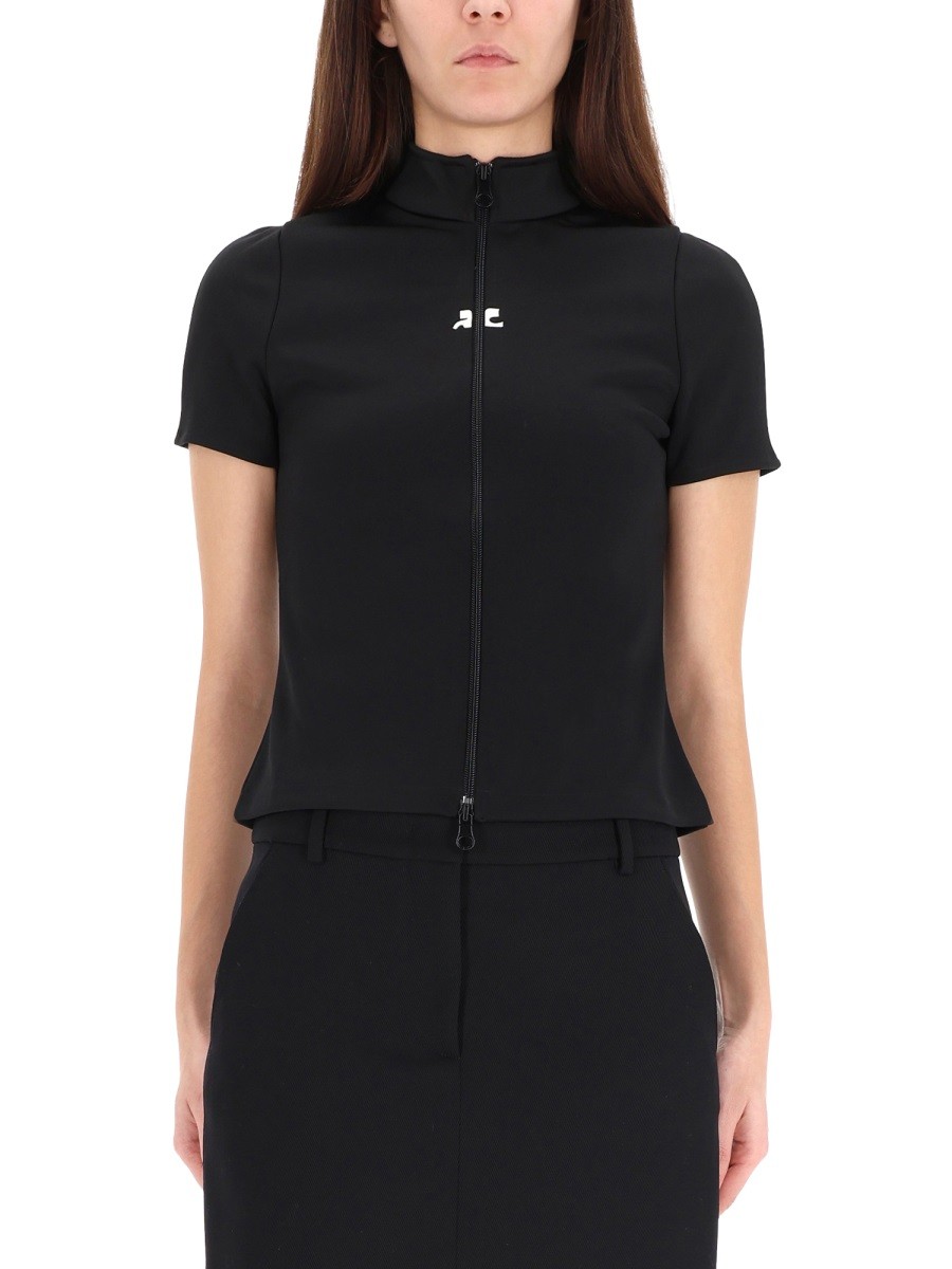 Refresh your wardrobe with the COURREGES women's "INTERLOCK" TOP in Black