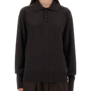 Explore the authentic STUDIO NICHOLSON women's "INVERNESS" SHIRT WITH POLO COLLAR in Brown