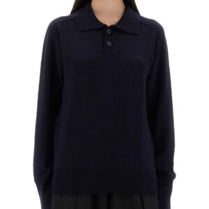 Explore the authentic STUDIO NICHOLSON women's "INVERNESS" SHIRT WITH POLO COLLAR in Blue