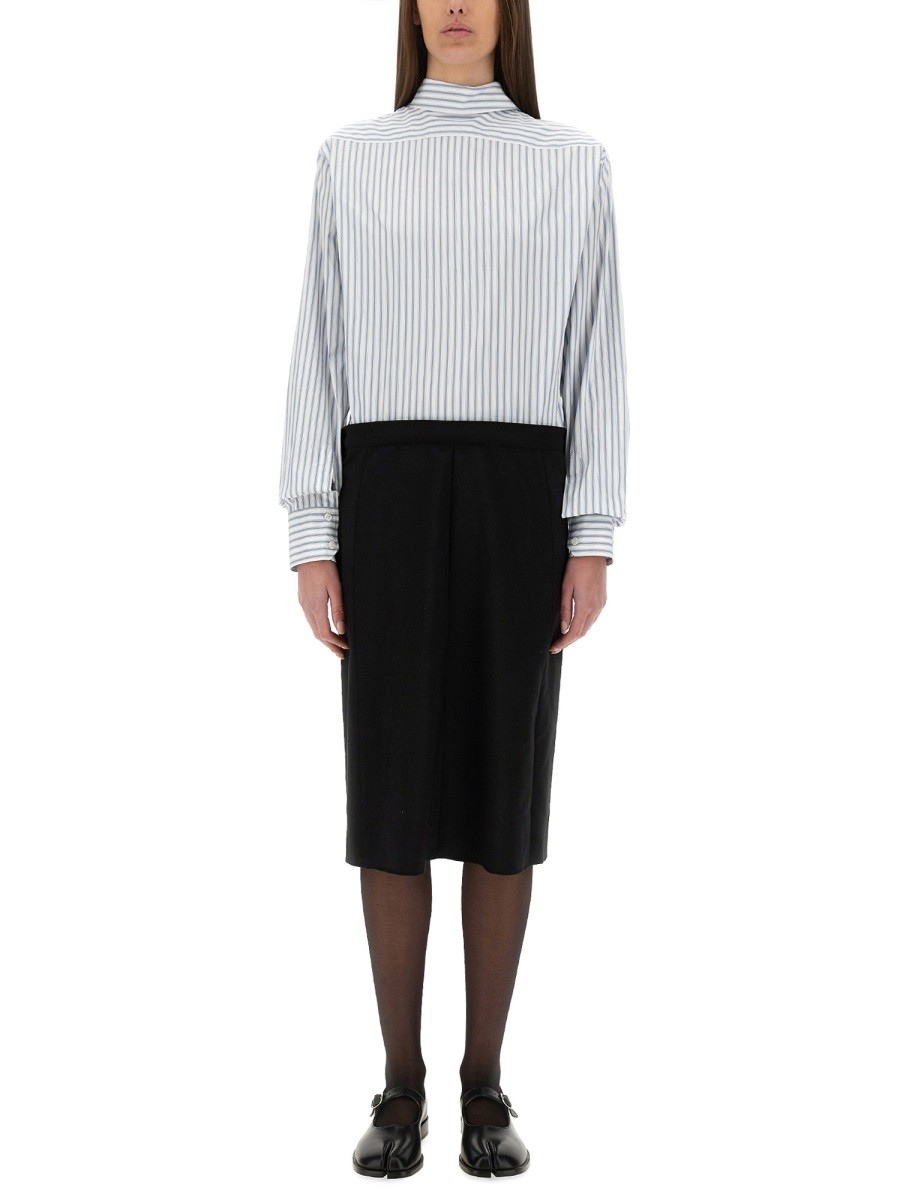 Explore the authentic Maison Margiela women's INVERTED STRIPED DRESS-SHIRT in MULTICOLOUR
