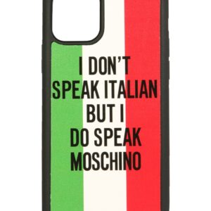 Explore the authentic Moschino unisex IPHONE 11 PRO ITALIAN SLOGAN COVER in MULTICOLOUR