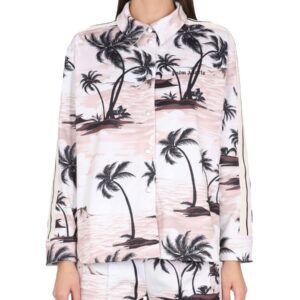 Discover the authentic Palm Angels women's ISLAND PRINT SHIRT in beige