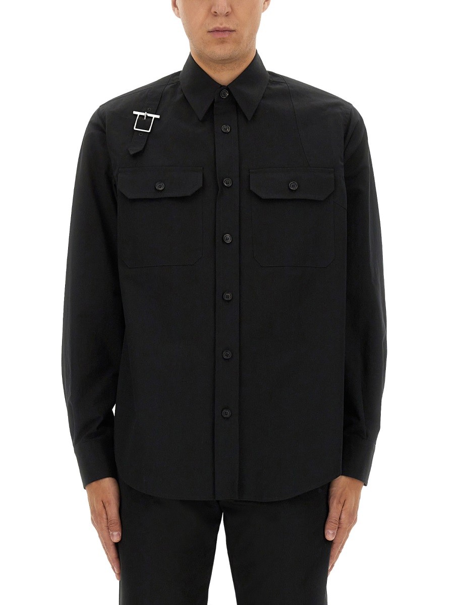 Explore the authentic Alexander Mcqueen men's JACKET-SHIRT "HARNESS" in Black