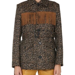 Discover the authentic Saint Laurent women's JACKET WITH FRINGES in ANIMALIER