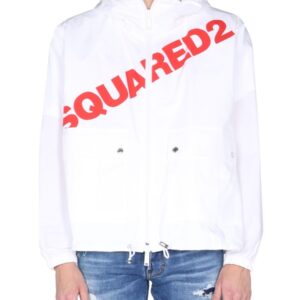 Refresh your wardrobe with the Dsquared2 men's JACKET WITH LOGO PRINT in White