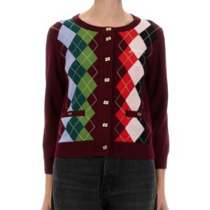 Explore the authentic GANNI women's JACQUARD CASHMERE CARDIGAN in MULTICOLOUR