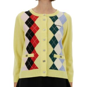 Explore the authentic GANNI women's JACQUARD CASHMERE CARDIGAN in MULTICOLOUR