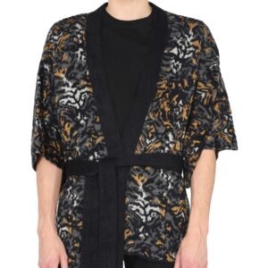 Discover the authentic Saint Laurent men's JACQUARD KNIT KIMONO in ANIMALIER