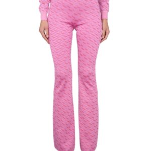 Discover the authentic Versace women's JACQUARD PANTS WITH GREEK PRINT in Pink