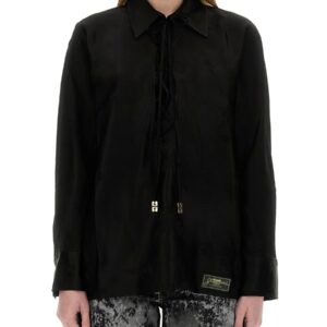 Discover the authentic GANNI women's JACQUARD SATIN SHIRT in Black