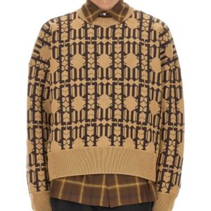 Elevate your look with the Palm Angels men's JACQUARD SWEATER in beige