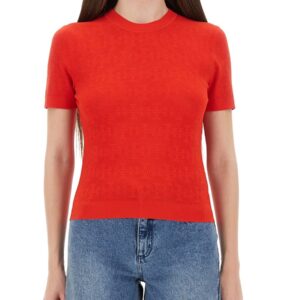 Explore the authentic Tory Burch women's JACQUARD T MONOGRAM JERSEY in Red